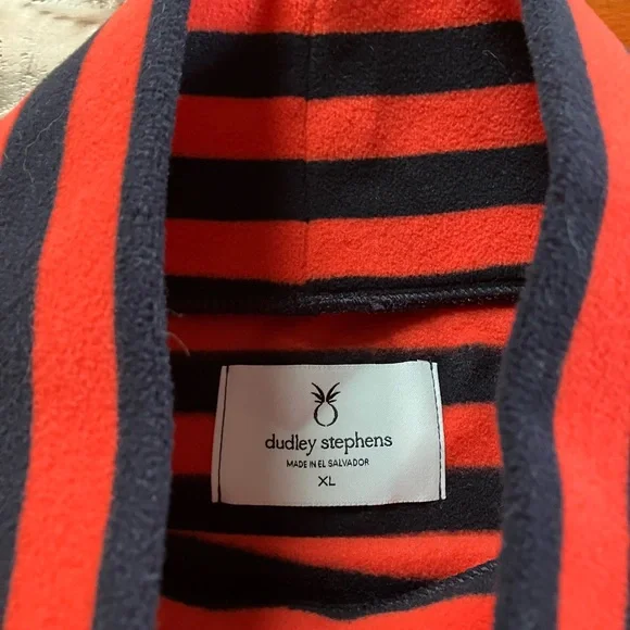Dudley Stephens red/navy striped Park Slope fleece Tuckernuck exclusive Sz XL - Picture 3 of 8